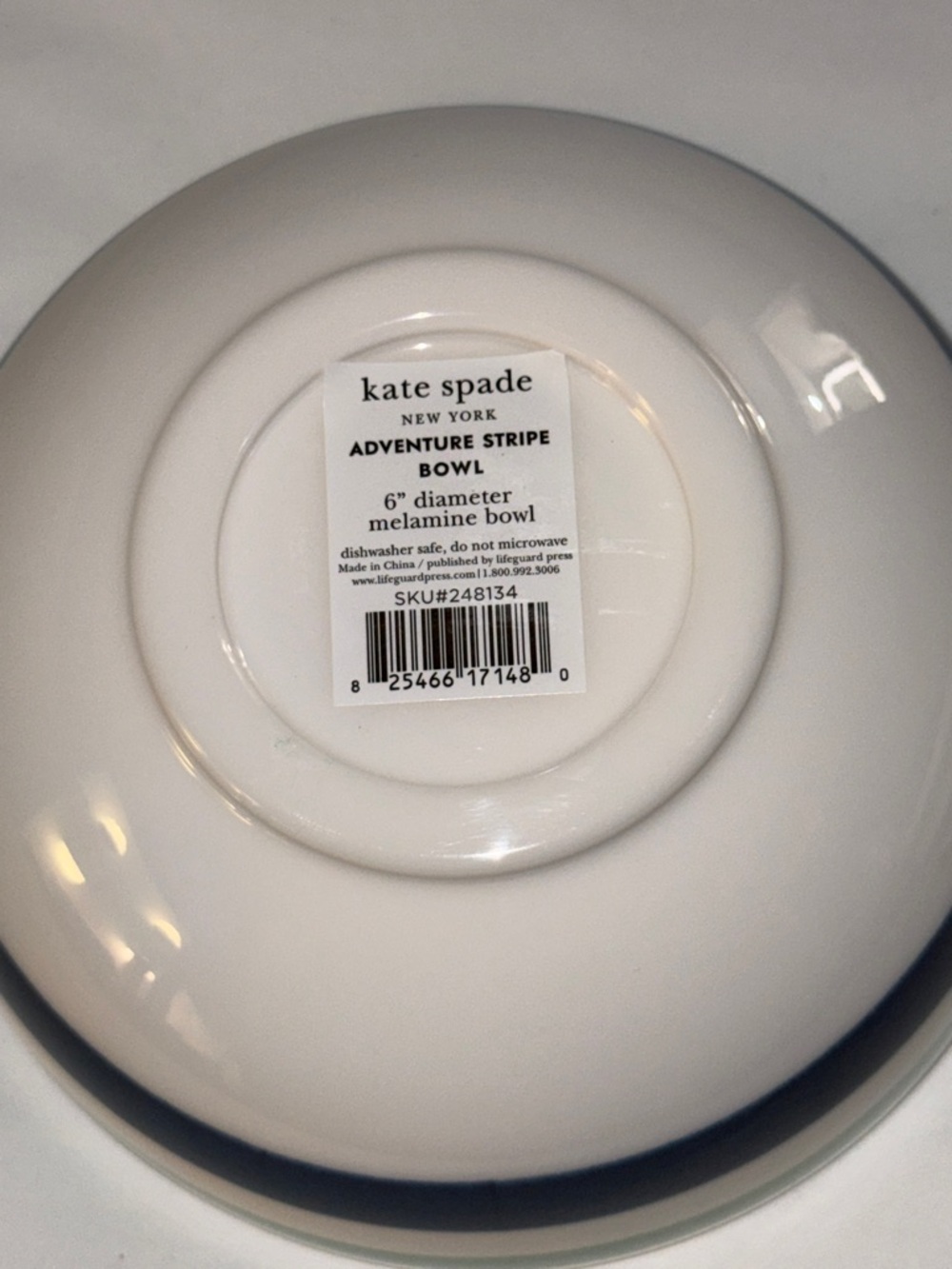 kate spade striped melamine individual bowls in green, navy and white - Picture 7 of 9